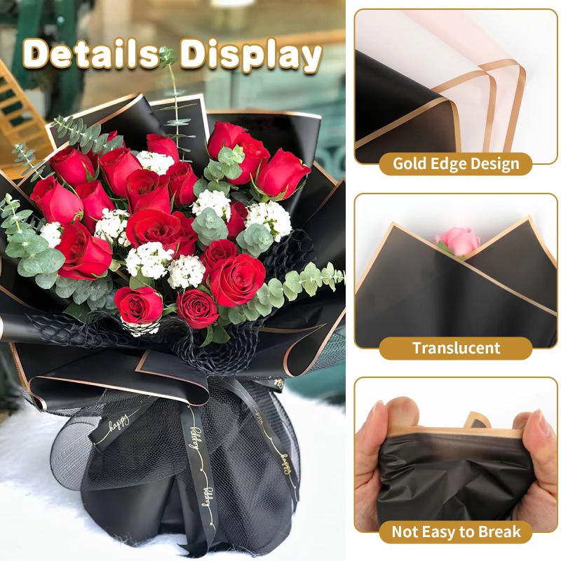 20 Sheets Black Flower Wrappin - Florist Flower Supply 评论和价格